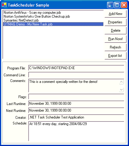 Interfacing the Windows Task Scheduler